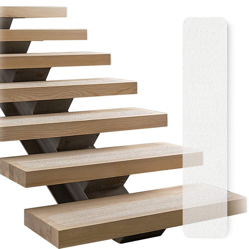 linconson Clear Slip Resistant Stairs Tread Grip Tape | 4â€ x 32â€ | Anti Slip Strips-PVC Free (15 Pack) | Easy Install Roller Included - Image 1